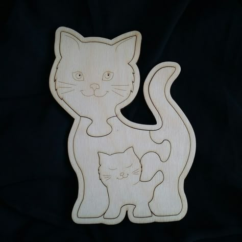 Maple wood Cat puzzle Cat Puzzles Jigsaw, Whirligigs Patterns, Woodworking Accessories, Scroll Saw Ideas, Scroll Saw Pattern, Cat Puzzle, Wood Carving Designs, Wood Cat, Wood Puzzles