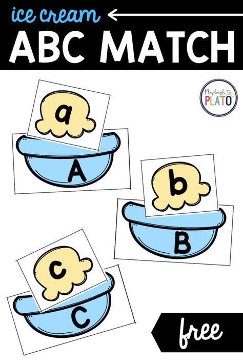 This ice cream ABC match game is the perfect phonics activity for pre k and kindergarten kids! Students will match uppercase and lowercase letters. Great for a guided reading group of engaging literacy center! #literacycenters #phonics #abcmatching Pre K Abc Activities, Phonics Activities Worksheets, Literacy And Numeracy Activities, Abc Games For Kids, Easy Learning Activities, Fun Phonics Activities, Abc Game, Building Sentences, Alphabet Activities Kindergarten