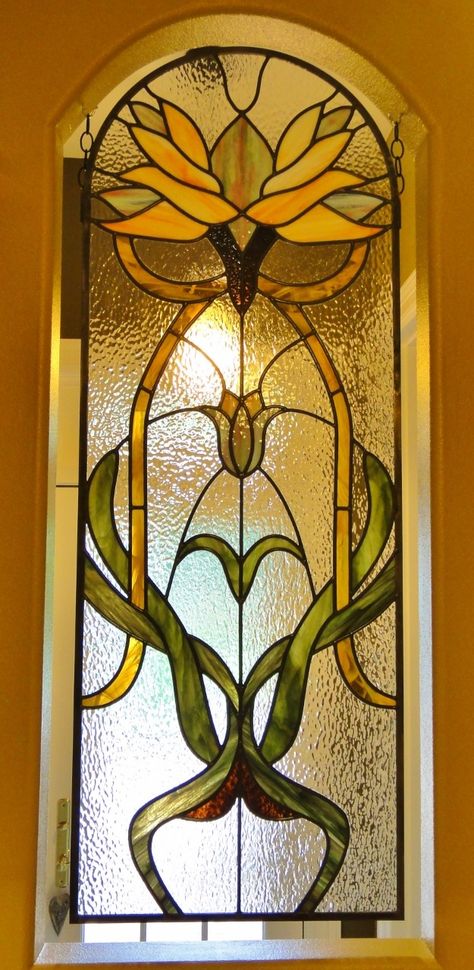 Art Nouveau Stained Glass for Your Dallas Home | Stained Glass Dallas Art Nouveau Cabinet, Art Nouveau Stained Glass, Flowers Window, Window Stained, European Style Homes, Stained Glass Church, Leaded Glass Windows, Art Nouveau Flowers, Flower Window