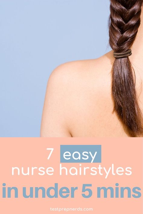 Try out these 7 quick and easy nurse hairstyles that will help revamp your look at work! These updos and styles can work for short, medium, and long hair! Don't like to spend a lot of time getting ready for work? We feel ya! These all can be done in under 5 minutes! Nurse Updos For Long Hair, Pediatric Nurse Hairstyles, Cute Hairstyles For Nurses Up Dos, Work Hairstyles For Nurses Easy, Hair For Nurses Hairstyles, Nurse Hairstyles Scrubs Easy, Updo For Nurses, Hairstyles For Hospital Workers, Easy Nurse Hairstyles Long Hair