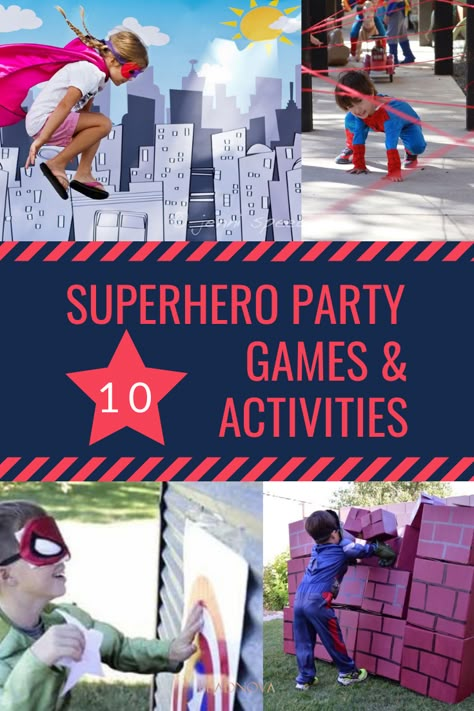 Superhero Party - Smashing & Easy DIY Party Ideas - Beadnova Superhero Minute To Win It Games, Super Hero Carnival Games, Superhero Activities For Kids Games, Superhero Birthday Party Games Indoors, Superhero Games For Kids Indoor, Superheroes Theme Party, Super Hero Birthday Party Decor, Superhero Carnival Games, Superhero Theme Party Games