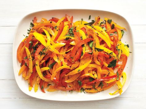 Bell Pepper Salad recipe from Food Network Kitchen via Food Network Pepper Slaw Recipe, Bell Pepper Salad, Pepper Salad, Bell Pepper Recipes, Sweet Bell Peppers, Side Dishes For Bbq, Onion Salad, Slaw Recipes, Couscous Salad