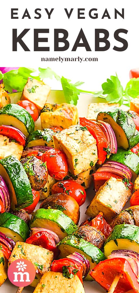 Vegan Kabobs On The Grill, Summer Kebabs, Vegan Kabobs, Dinner On The Grill, Tofu Kebab, Vegan Kebab, Vegan Bbq Recipes, Vegetable Kebabs, Veggie Kabobs