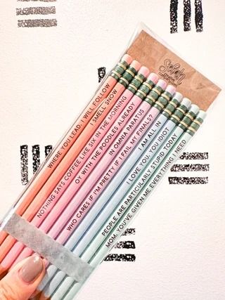 selahcreativecompany - Etsy Pencil Quotes, School Tweets, Gearhart Oregon, Quote Pencils, Engraved Pencils, Gilmore Girls Quotes, Engraved Wedding Gifts, Stationery Obsession, Personalized Dog Ornament