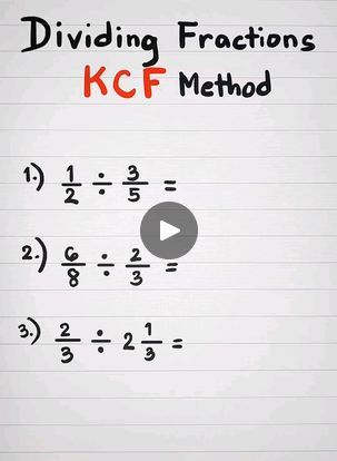 Dividing Fractions using KCF Method | Dividing Fractions using KCF Method

#fractions
#teachergon
#CSEreview
#LETreview | By Ako si Teacher GonFacebook Understanding Fractions, Mixed Fractions, Maths Tricks, Dividing Fractions, Improper Fractions, 1000 Life Hacks, Phonics Words, Insta Profile, Studying Math