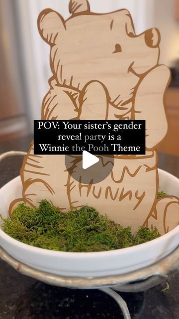 Jessica A. on Instagram: "How can you go wrong with this theme? 🥹   Winnie-the-Pooh was (and clearly still is) one of my sisters favorites growing up so it only make sense she chose this as her theme for her gender reveal party! This would be a great baby shower or nursery theme  too!  Big congrats to @charris615 and @jaredballin87 on their newest edition! Aunt Jess can’t wait to meet you!! 👶   #genderreveal #genderrevealparty #babyshowertheme #winniethepooh #winniethepoohbabyshower #babyshowerideas" Gender Reveal Winnie The Pooh Theme, Winnie The Pooh Baby Announcement, Winnie The Pooh Pregnancy Announcement, Winnie The Pooh Gender Reveal, Winnie The Pooh Themes, Nursery Theme, Reveal Party, Reveal Parties, Gender Reveal Party