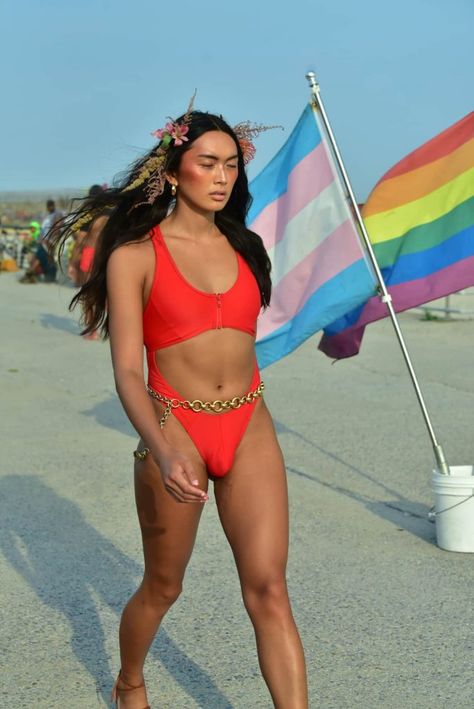 Queer Fashion Feminine, Queer Outfits, Trans Outfit, Inclusive Swimwear, Trans Nonbinary, Lgbtq Fashion, Nonbinary People, Model Casting, Red Swimwear