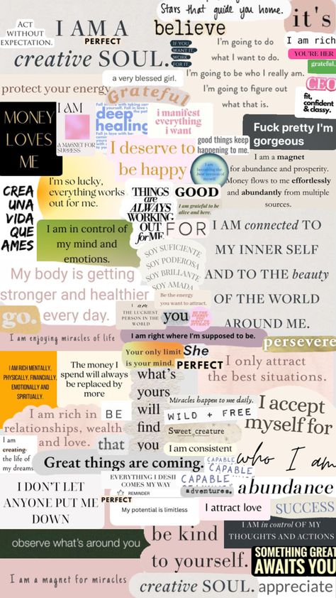 Affirmations #affirmations#lawofatraction Affirmation Collage, Daily Affirmations Wallpaper, Inspirational Quotes Background, Positive Quotes Wallpaper, Vision Board Examples, Word Collage, Vision Board Wallpaper, Inspirational Quotes Wallpapers, Motivational Quotes Wallpaper