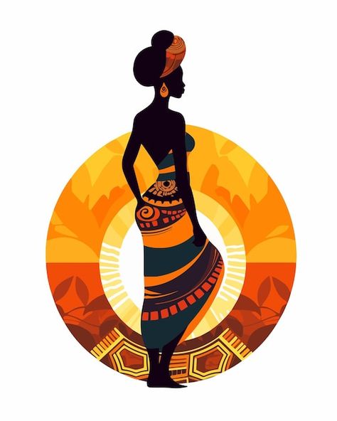 Uma mulher com um vestido com a palavra ... | Premium Vector #Freepik #vector #africano #arte-vetorial #etiopia #mulher-negra African Abstract Art, African Drawings, Africa Painting, Painting Pots, Africa Art Design, African Women Art, Afrique Art, African Paintings, African Art Paintings