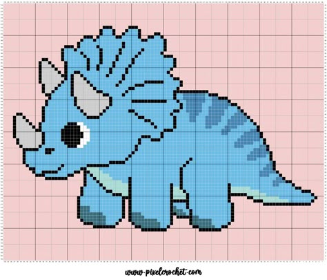 C2c Crochet Blanket Baby Boy, Triceratops Cross Stitch, Dino Blanket Crochet, Pokemon C2c Crochet Pattern, C2c Crochet Baby Blanket Pattern, Triceratops Crochet Pattern, Cross Stitch Harry Potter, Dinosaur Baby Blanket, Dinosaur Quilt