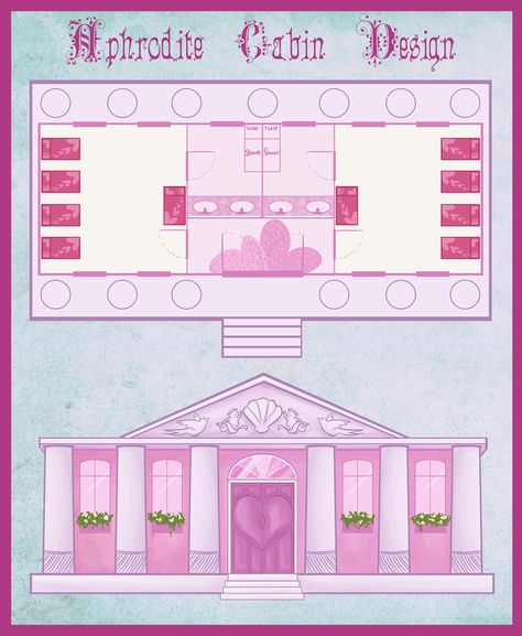 DR: Aphrodite Cabin Design by Marmarlade.deviantart.com on @DeviantArt                                                                                                                                                      Más Pjo Aphrodite Cabin, Percy Jackson Aphrodite Cabin, Aphrodite Percy Jackson, Pjo Visuals, Cabin 10 Aphrodite, Books Vibe, Clean Mirrors, Pjo Cabins, Inspo Drawing