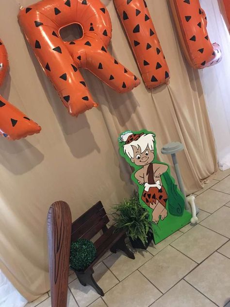 Flintstone Party Ideas, Flinstones Second Birthday Party, Flintstones First Birthday Party, Flinstone First Birthday Party, Pebbles Flintstone Party Decor, Bam Bam Flintstones Party, Flintstone Theme, Flintstones Birthday Party, Flintstone Party