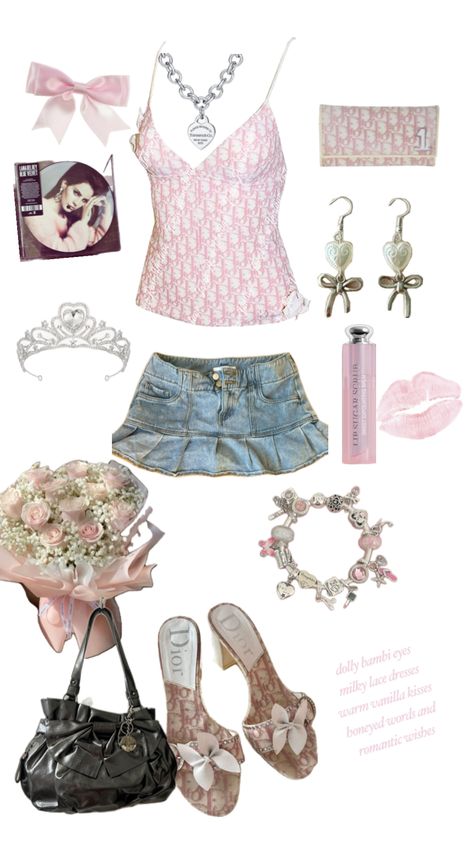 Y2K, 2000s, coquette, outfit inspo, outfit ideas, Dollete, Lana Del Rey, Lana Del Rey aesthetic, bows, ribbons, pink, girly, Dior, Dior outfits, rich girl aesthetic, cute outfits Pink 2000s Outfit, Rich Girl Aesthetic Outfit, Aesthetic Cute Outfits, 2000’s Outfits, Rich Girl Outfit, Pink Girl Outfits, Pink Y2k Outfit, Lana Del Rey Outfits, Mean Girls Aesthetic