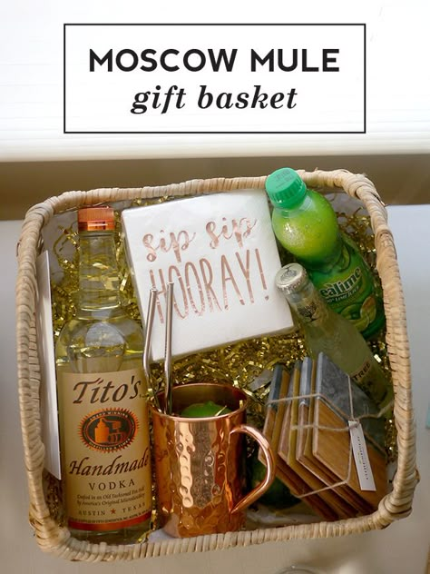 moscow mule gift basket Mule Gift Basket, Moscow Mule Gift Basket, Moscow Mule Gift, Alcohol Gift Baskets, Creative Gift Baskets, Auction Basket, Raffle Basket, Raffle Baskets, Wine Gift Baskets