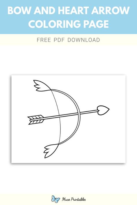 Free printable bow and heart arrow coloring page. Download it at https://museprintables.com/download/coloring-page/bow-and-heart-arrow/ Bow And Arrow Craft, Arrow Coloring Pages, Minecraft Bow And Arrow, Arrow Crafts, Love Coloring Pages, Tree Coloring Page, Disney Colors, Bow And Arrow, Disney Coloring Pages