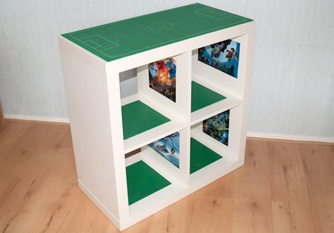 IKEA Hack - LEGO table made from KALLAX bookshelf | Mum's Grapevine Ikea Lego Table, Table Lego, Uppfostra Barn, Lego Poster, Ikea Expedit, Kallax Shelf, Lego Table, Úlo�žný Box, Lego Room