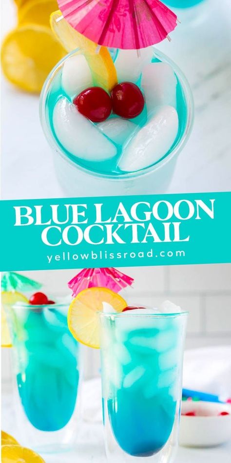 Blue Lagoon Cocktail Popular Summer Drinks, Blue Lagoon Cocktail, Hawaiian Drinks, Coctails Recipes, Summer Drinks Alcohol, Blue Drinks, The Blue Lagoon, Mixed Drinks Alcohol, Yummy Alcoholic Drinks