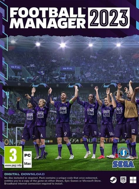 Football Manager 2023 PC Cover. Pc Code, Europa Conference League, Football Manager, Close Relationship, Video Games Pc, Xbox Games, Europa League, Epic Games, Uefa Champions League