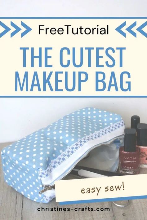 blue spotted makeup bag with a frill detail Diy Makeup Bag Pattern, Sewing Makeup Bag, Makeup Bag Tutorials, Cosmetic Bags Diy, Cosmetic Bag Tutorial, Diy Toiletries, Makeup Bag Pattern, Toiletry Bag Pattern, Cosmetic Bag Pattern