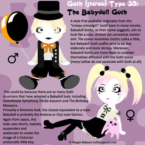 Different Types Of Goth, Babydoll Goth, Perky Goth, Types Of Goth, Gothic People, Bubble Goth, Outrageous Fashion, Gothic Culture, Casual Goth