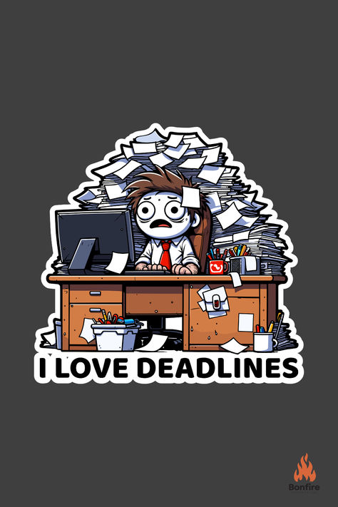 An illustration of an office worker getting things done before the deadline. Deadline Illustration, Office Worker Illustration, Workers Illustration, Office Stickers, I Love My Job, Office Worker, Love My Job, My Job, Getting Things Done