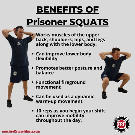 Functional Friday. Here is a great exercise to build fireground strength. #frfnation #fitforduty Here are the reasons why: https://firerescuefitness.com/2021/11/functional-exercise-firefighters-squats/ Station Workouts, Firefighter Fitness, Fighter Workout, Paramedic School, Firefighter Workout, Firefighter Training, Dynamic Warm Up, Summer Training, The Prisoner