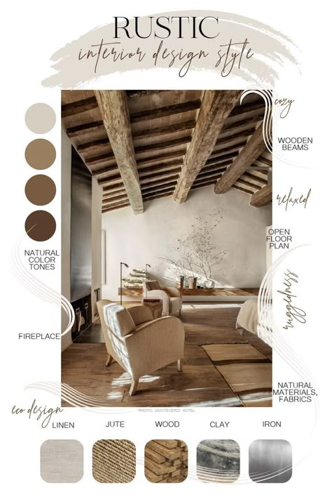 Vision Board Home Decor, Interior Design Portfolio Layout, Natural Interior Design, Materials Board Interior Design, Rustic Interior Design, Different Interior Design Styles, Board Interior Design, Mood Board Interior, Interior Design Presentation