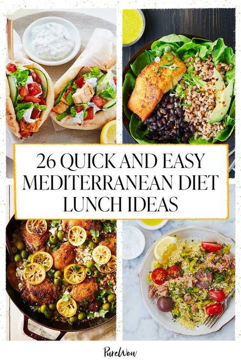 Mediterranean Diet Lunch Ideas, Mediterranean Diet Lunch, Medditeranean Diet, Easy Mediterranean Diet, Diet Lunch Ideas, Mediterranean Recipes Healthy, Diet Lunch, Mediterranean Diet Recipes Dinners, Quick Lunch Recipes