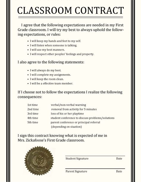 Classroom Contract Idea Student Contract Elementary, Respect Contract For Students, Student Behavior Contract, Alternative Classroom, Classroom Contract, Class Contract, Teachers Planner, Behavior Contract, Problem Solving Worksheet