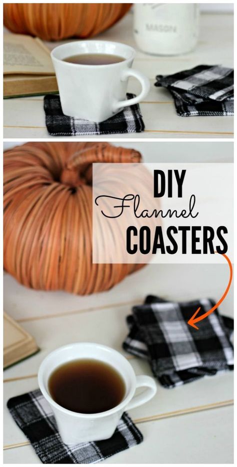 Easy DIY Flannel Coasters are fun and easy sewing project that makes a lovely handmade gift. Fabric Coasters, Costura Diy, Woodworking Plans Diy, Beginner Sewing Projects Easy, Christmas Projects Diy, Cadeau Diy, Hobby Horse, Creation Couture, Sewing Projects For Beginners