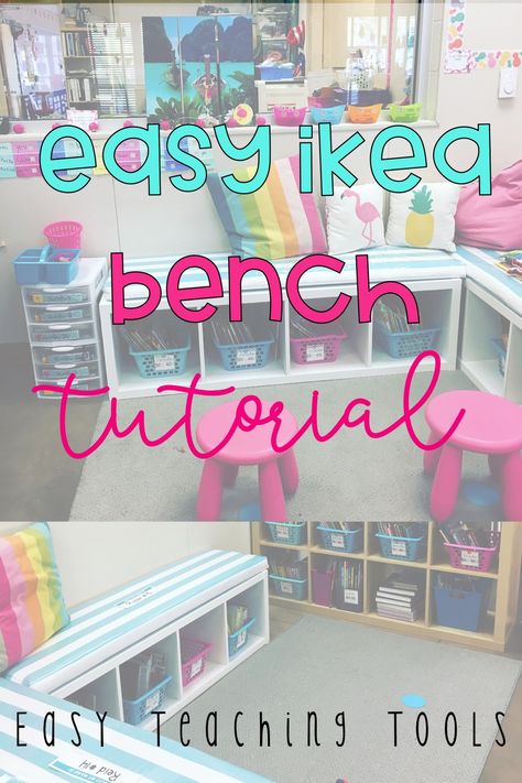 Classroom Library Seating, Ikea Classroom, Ikea Bench, Ikea Bank, Library Seating, Classroom Library Organization, Flexible Seating Classroom, Classroom Organization Elementary, Library Organization