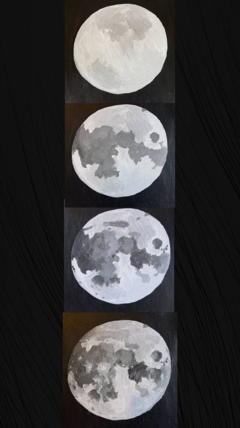 Simple Moon Painting, Moon Painting Easy, Paint Moon, Pantone Challenge, Painted Moon, Water Coloring, Circle Canvas, Abstract Art Diy, Moon Drawing