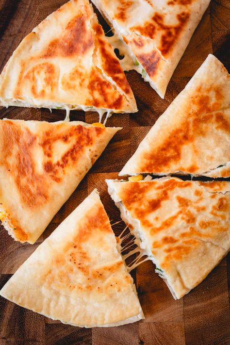 Easy Chicken Quesadilla Recipe - Busy Cooks Easy Chicken Quesadilla, Easy Chicken Quesadilla Recipe, Chicken Quesadilla Recipe, Leftover Rotisserie, Quesadilla Recipe, Canned Butter, Leftover Rotisserie Chicken, Boiled Chicken, Quesadilla Recipes