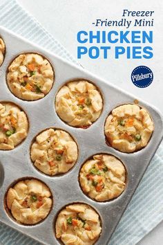 Brown Cheese, Pillsbury Pie Crust, Chicken Pot Pies, Mini Chicken Pot Pies, Cheese Bake, Easy Freezer Meals, Pot Pies Recipes, Pot Pies, Portion Sizes