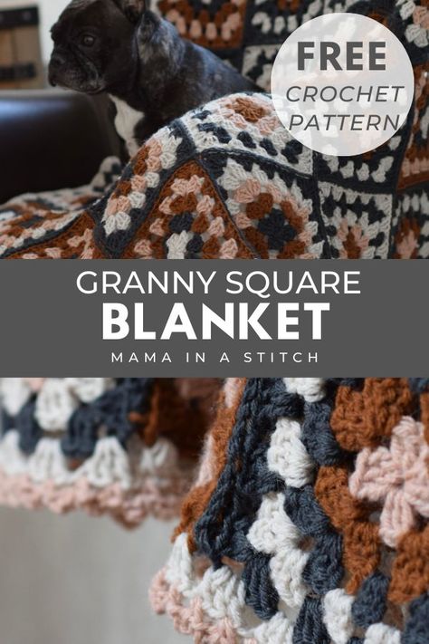 Introducing the Nora Granny Square Throw Blanket pattern! This is a great go-to pattern for you to make your own, unique granny square blanket. (And yes, This granny square blanket pattern is super simple and right on trend. I love how the squares can be made in any color! Crochet Borders For Blankets, Granny Square Blanket Pattern, Square Blanket Pattern, Mama In A Stitch, Throw Blanket Pattern, Crochet Blanket Designs, Crochet Granny Square Blanket, Crochet Ornaments, Crochet Decoration