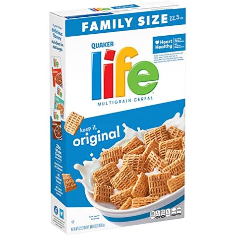 Quaker Life Original Cereal, 22.3OZ Box Life Cereal, Whole Grain Foods, Good Sources Of Calcium, Quaker Oats, Cold Cereal, Heart Healthy Diet, Oats Quaker, Granola Cereal, Whole Grains