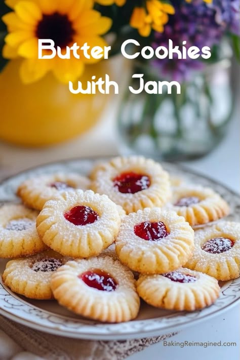 Butter Cookies with Chocolate – Baking Reimagined Shortbread Cookie With Jam, Cookies With Marmalade, Jam Butter Cookies, Butter Cookie With Jam, Pressed Butter Cookies, Butter Jam Cookies, Butterball Cookies Recipe, Butter Cookies With Jam, Recipes Using Jam