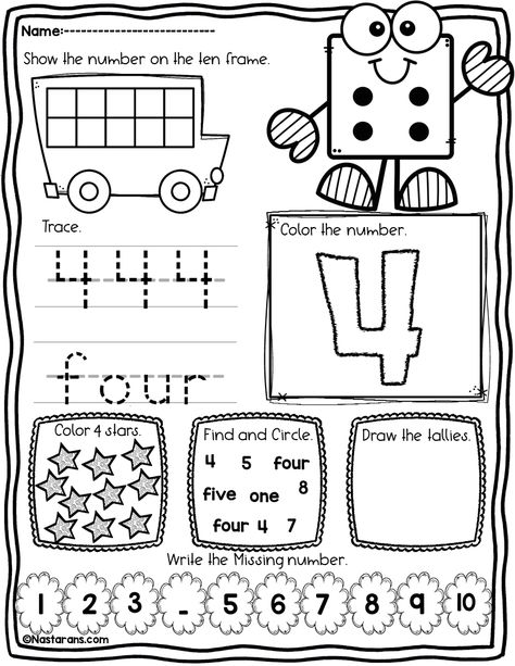 FREE Number 1-10 printable for kindergarten kids. It includes Drawing the tallies, tracing and writing numbers and number words, find the number, show the numbers on the ten frames and coloring. #kindergarten#number#tracing#math For Kindergarten, Preschool Number Worksheets, Numbers Worksheets, Numbers Kindergarten, Teaching Numbers, Number Tracing, Prek Math, Numbers Preschool, Worksheets For Kindergarten