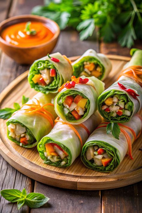 10-Minute Fresh Vegan Spring Rolls Recipe Burger Spring Rolls, Vegan Zucchini Fritters, Bruschetta Bites, Rice Paper Spring Rolls, Summer Rolls Recipe, Sweet Chili Dipping Sauce, Vegan Spring Rolls, Spring Rolls Recipe, Vegetable Spring Rolls