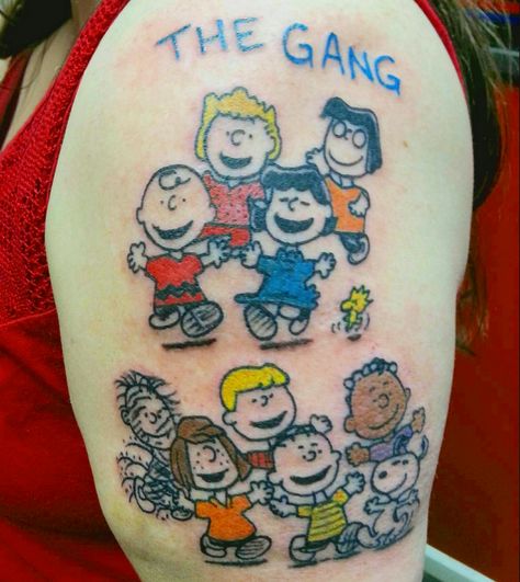 M3 Tattoo Gets All Nutty with The Peanut Gang! #Tattoos #Tattoo #Tat #Tats #inked #ink #piercings #piercing #BodyArt #TattooSupplies #Dermals #DermalPiercings #Eastpointe #Michigan #ShopLocal #M3TATTOO #artist Peanuts Gang Tattoo Ideas, Peanuts Tattoo Ideas, Lucy Tattoo, Tattoo Gang, Random Tattoos, Gang Tattoos, Snoopy Tattoo, Browning Tattoo, Peanut Gang