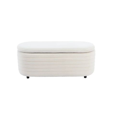 Latitude Run® Storage Ottoman White Bench Upholstered Fabric Storage Bench End Of Bed Stool With Safety Hinge For Bedroom, Living Room, Entryway & Reviews | Wayfair White Bed Bench, White Ottoman Bedroom, White Bench Bedroom, Ottoman For Bedroom, End Of Bed Storage, Bench End Of Bed, End Of Bed Seating, Bed Bench Storage, White Storage Bench