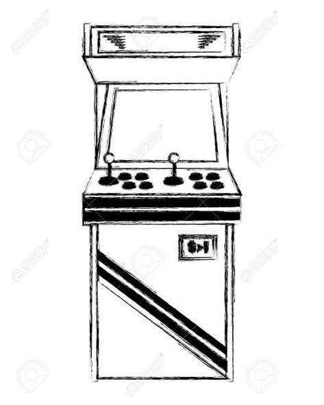 Arcade Drawing, Game Sketch, Arcade Room, Arcade Game Machines, Game Machine, Drawing Easy, Illustration Sketches, Vintage Images, Arcade Games