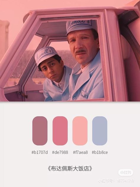 Colorpallete Inspiration, Wes Anderson Color Palette, Wes Anderson Aesthetic, Movie Color Palette, Flat Color Palette, Color Design Inspiration, Hex Color Palette, Color Script, Stunning Hairstyles