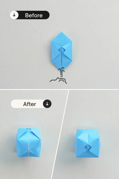 origami balloon | origamiok.com Origami Balloon Tutorial, Origami Balloon, Origami Box Easy, Origami Cube, Paper Balloon, Origami Ball, Origami Box, Easy Origami, Origami Animals