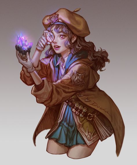 Female Librarian Character Design, Academic Character Design, Half Elf Alchemist, Fairy Alchemist, Dnd Alchemist Character Art, Time Wizard Dnd, Psionic Character Art, Potion Maker Character Design, Apothecary Character Design