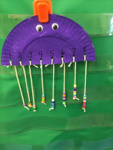 Jellyfish Activities Preschool Math, Jellyfish Counting, Headstart Activities, Paper Plate Jellyfish, Water Study, Life Themes, Library Storytime, Pre K Lesson Plans, Zoo Phonics