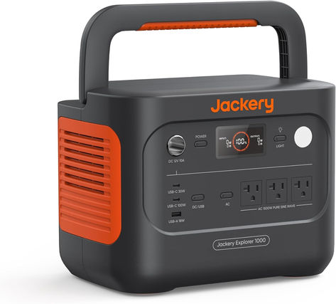 Jackery Explorer 1000 v2 Portable Power Station(2024 New),1070Wh LiFePO4 Battery,1500W AC/100W USB-C Output, 1 Hr Fast Charge, Solar Generator for Outdoor Camping,Off-grid Living,RV,Emergency Power & Electrical Supplies, Solar Energy Kits, Portable Solar Power, Portable Power Station, Portable Generator, Lifepo4 Battery, Solar Generator, Power Outage, Battery Backup