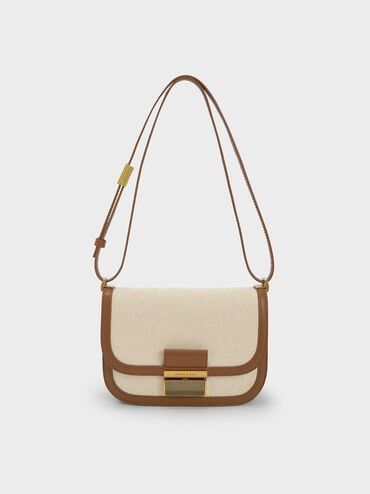 Charles And Keith Bags, Charles And Keith, Burgundy Bag, Brand Collaboration, Brown Trim, Canvas Crossbody Bag, Brown Shoulder Bag, Size Chart For Kids, Fancy Bags