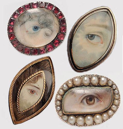 Antique lovers eye pendants.  Painted on ivory. Portrait Jewelry, Lovers Eyes, Miniature Portraits, Love Token, Antique Brooches, Victorian Jewelry, Eye Art, Eye Jewelry, Antique Jewellery