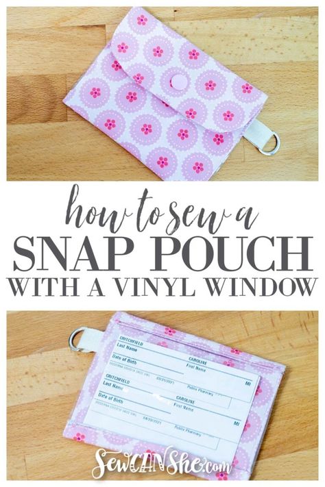 How to Sew a Snap Pouch with a Vinyl Window: Free Sewing Pattern Bags Diy, Snap Wallet, Free Sewing Pattern, Sewing Purses, My Sewing Room, Easy Sewing Patterns, Window Vinyl, Extra Fabric, Clear Vinyl